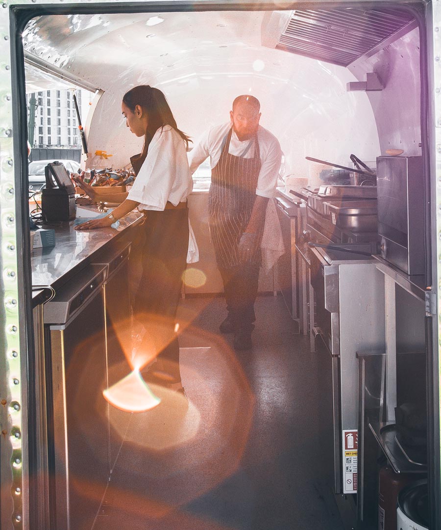 working in a small kitchen